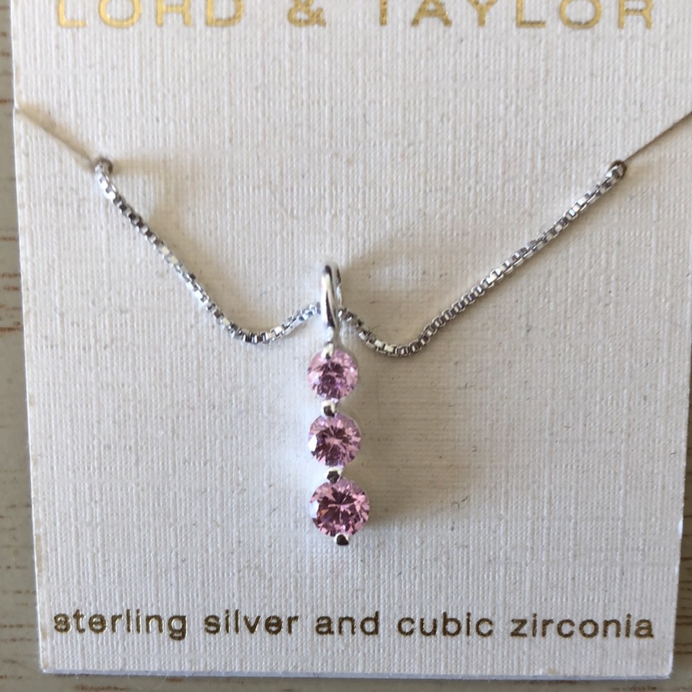 Lord & Taylor cubic zirconia necklace Silver 18”
